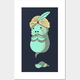 Manatee Genie with Shell Posters and Art